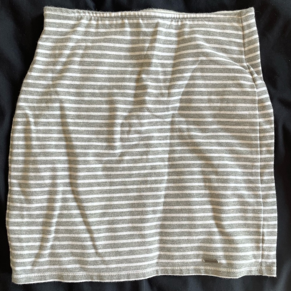 Striped Gray and White Tight Abercrombie Skirt